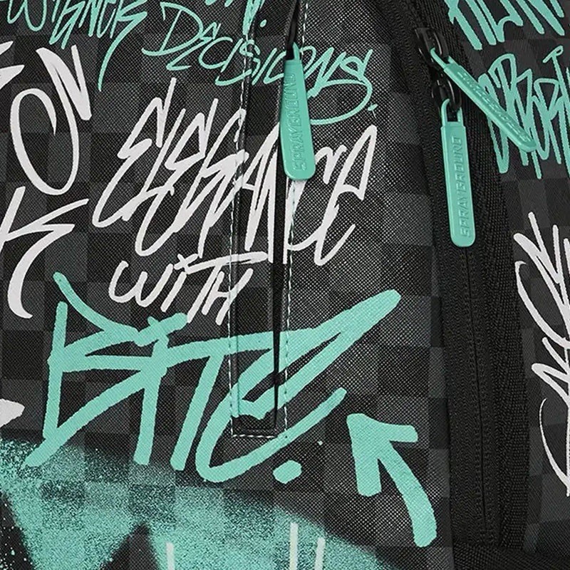 SPRAYGROUND LIMITED EDITION BACKPACK SPRAY POETRY III BLACK AQUA TEAL GRAFFITI