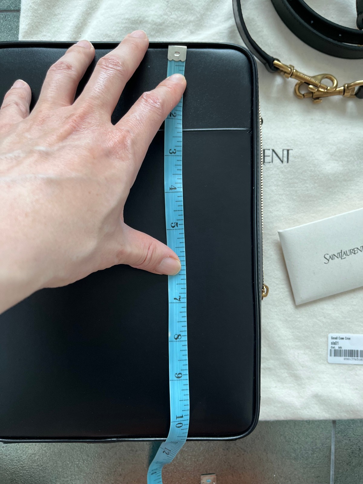 SAINT LAURENT structured zippered shoulder/hand bag smooth black leather