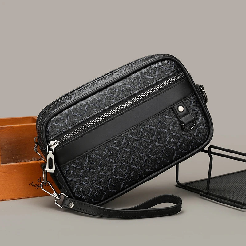 Men Shoulder Bag Faux Leather Multifunctional Waist Clutch Strap Crossbody