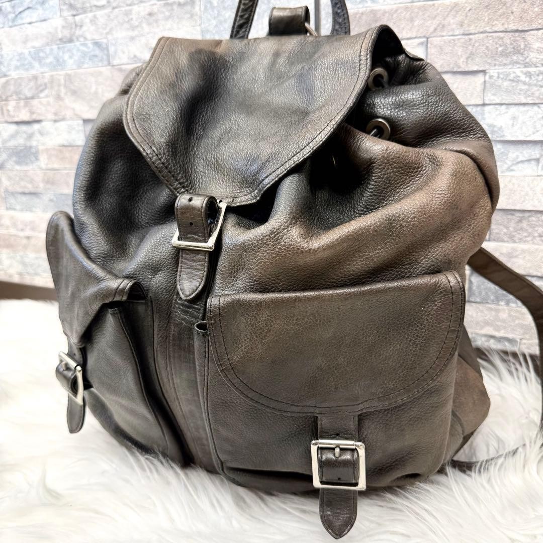 Porter Cortina Leather Backpack Rucksack Drawstring Bag Yoshida Japan Vintage