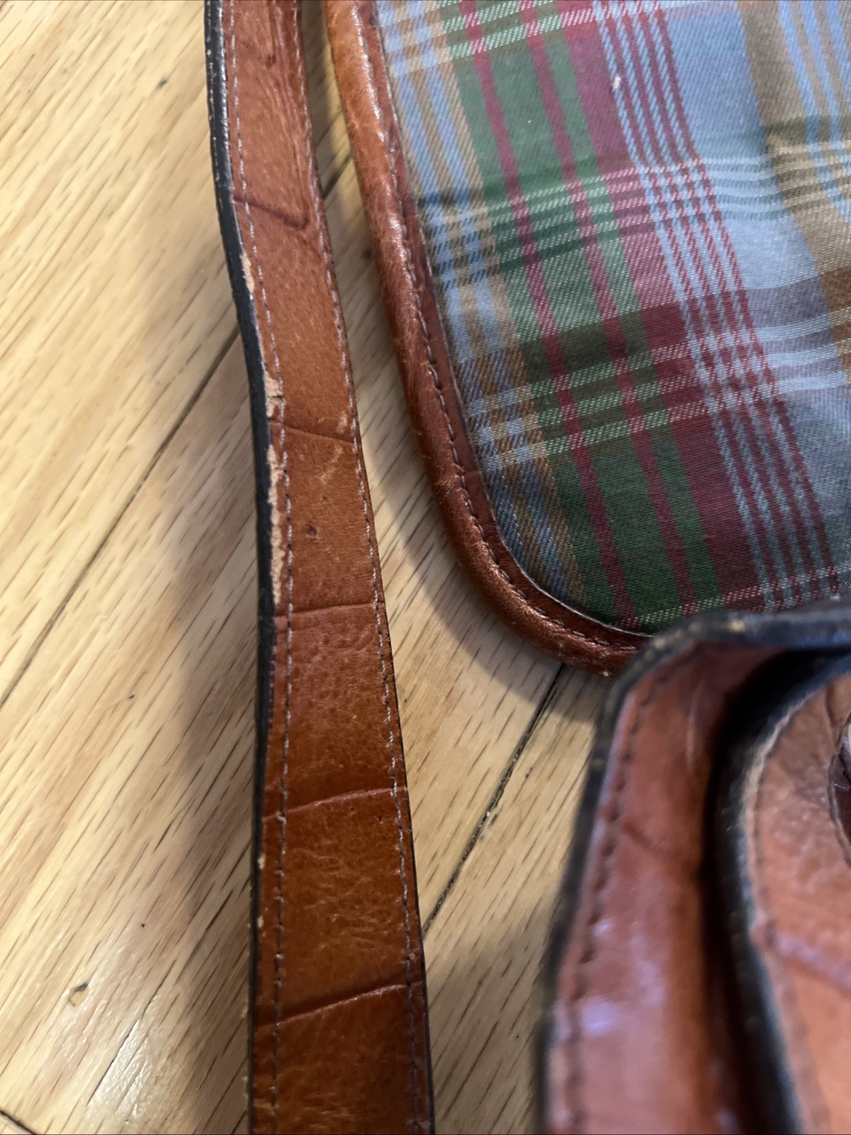 Mulberry Brown Leather Briefcase Messenger Bag Croc Embossed