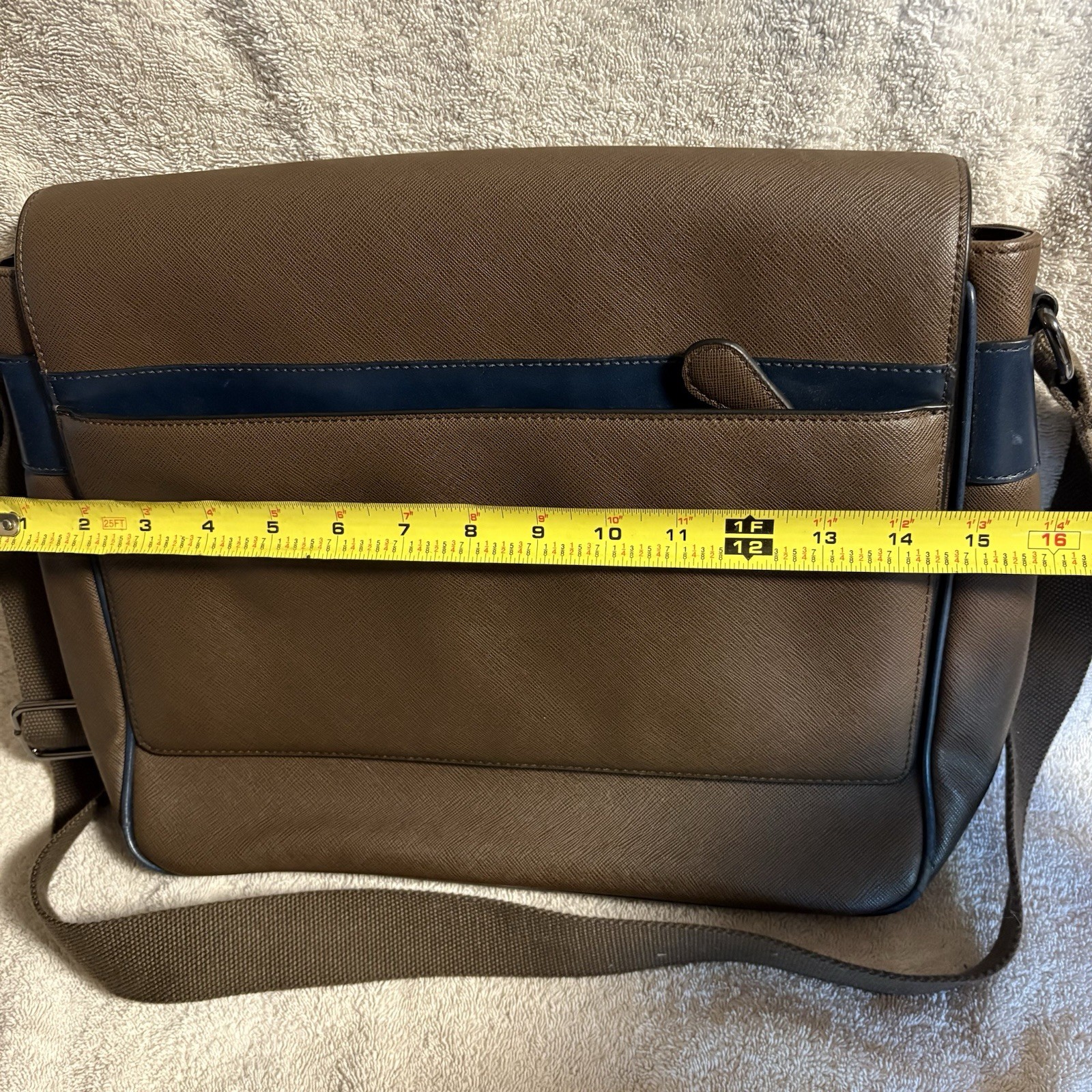 Ted Baker Brown Leather Messenger Bag/ Shoulder Strap 16×12 Excellent Condition