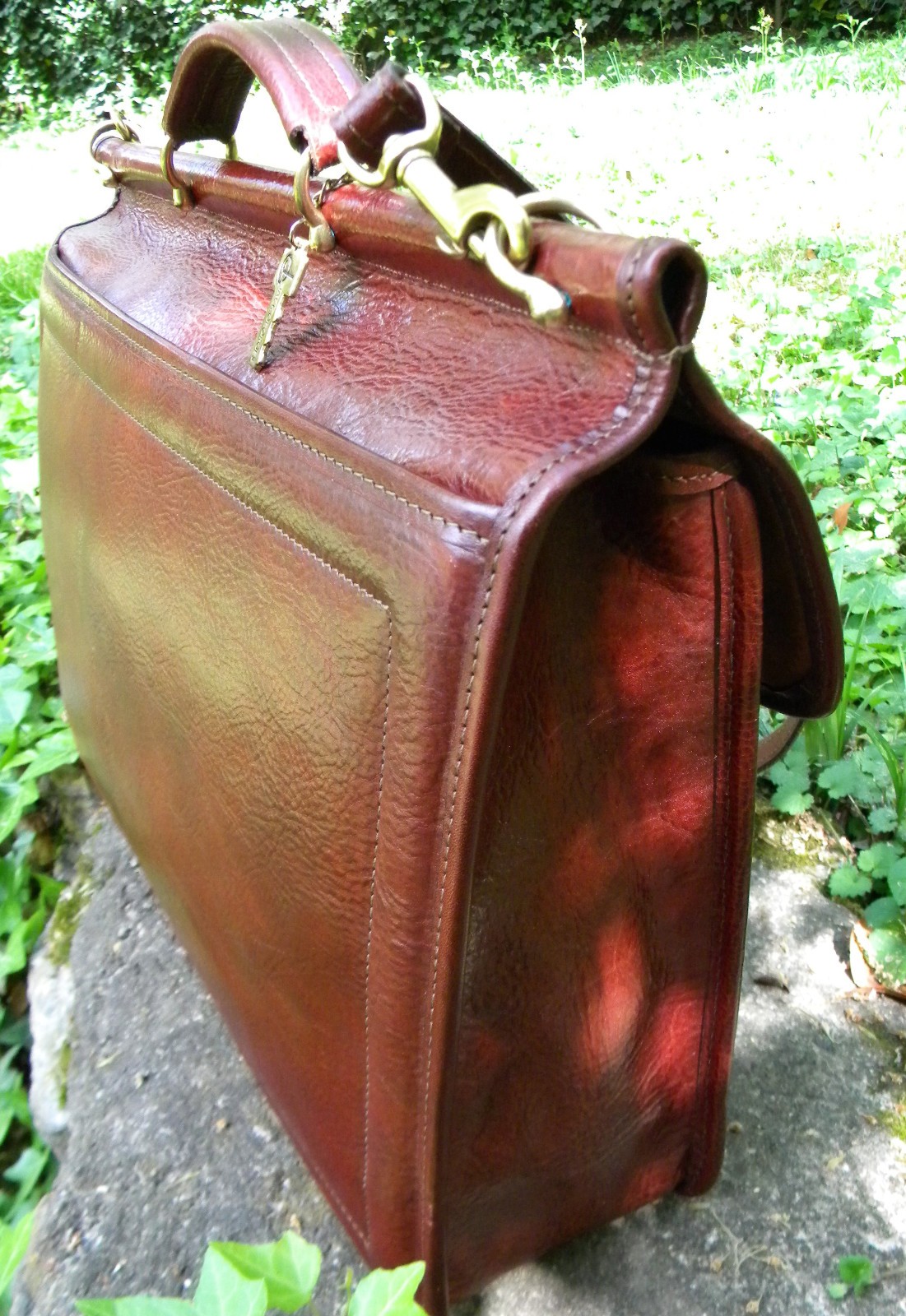 Vintage Jack Georges Leather Cognac Tuscany Executive Briefcase Messanger Bag