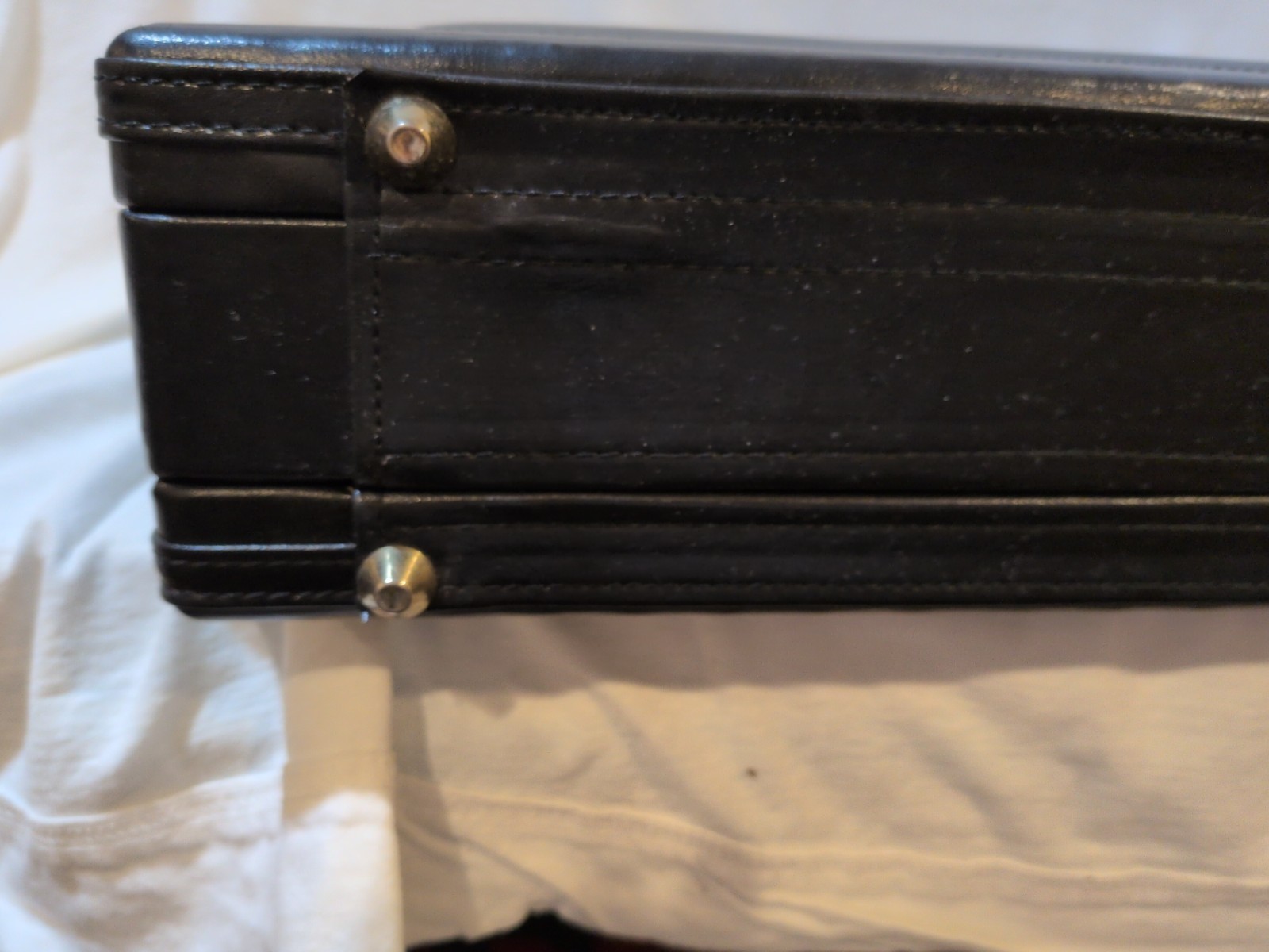 Briefcase Black Leather Brass Combination Lock Latches Attache Laptop
