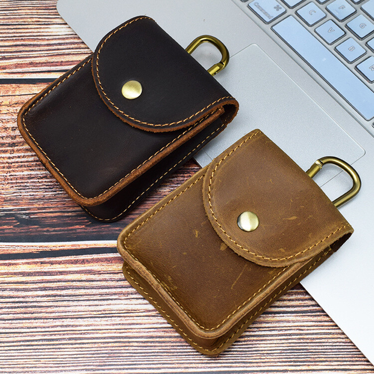 Men’s Vintage Genuine Leather Belt Small Waist Bag Cowhide Cigarette Pouch Case