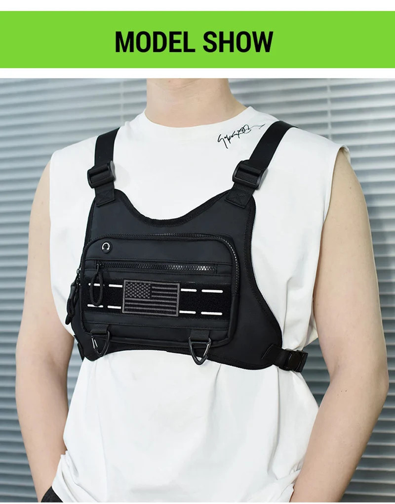 Tactical Chest Bag for Men Running Front Vest Backpacks Rig Pouch Hip-hop Street