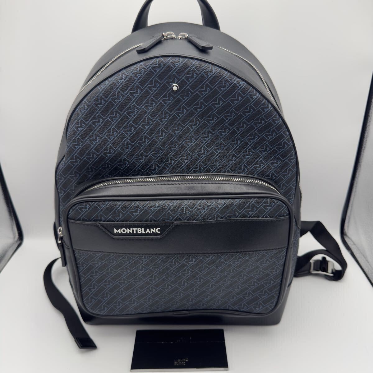 MONTBLANC Backpack M gram Navy Black Leather PVC Men’s Bag Rucksack Business Bag