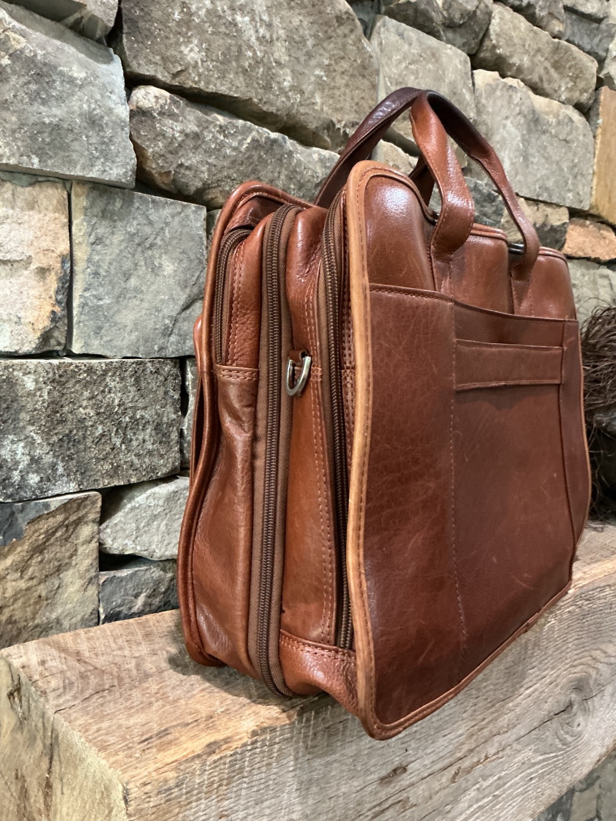 WILSON LEATHER Brown Genuine Leather Briefcase Travel Bag Laptop Expanding VG ❤️