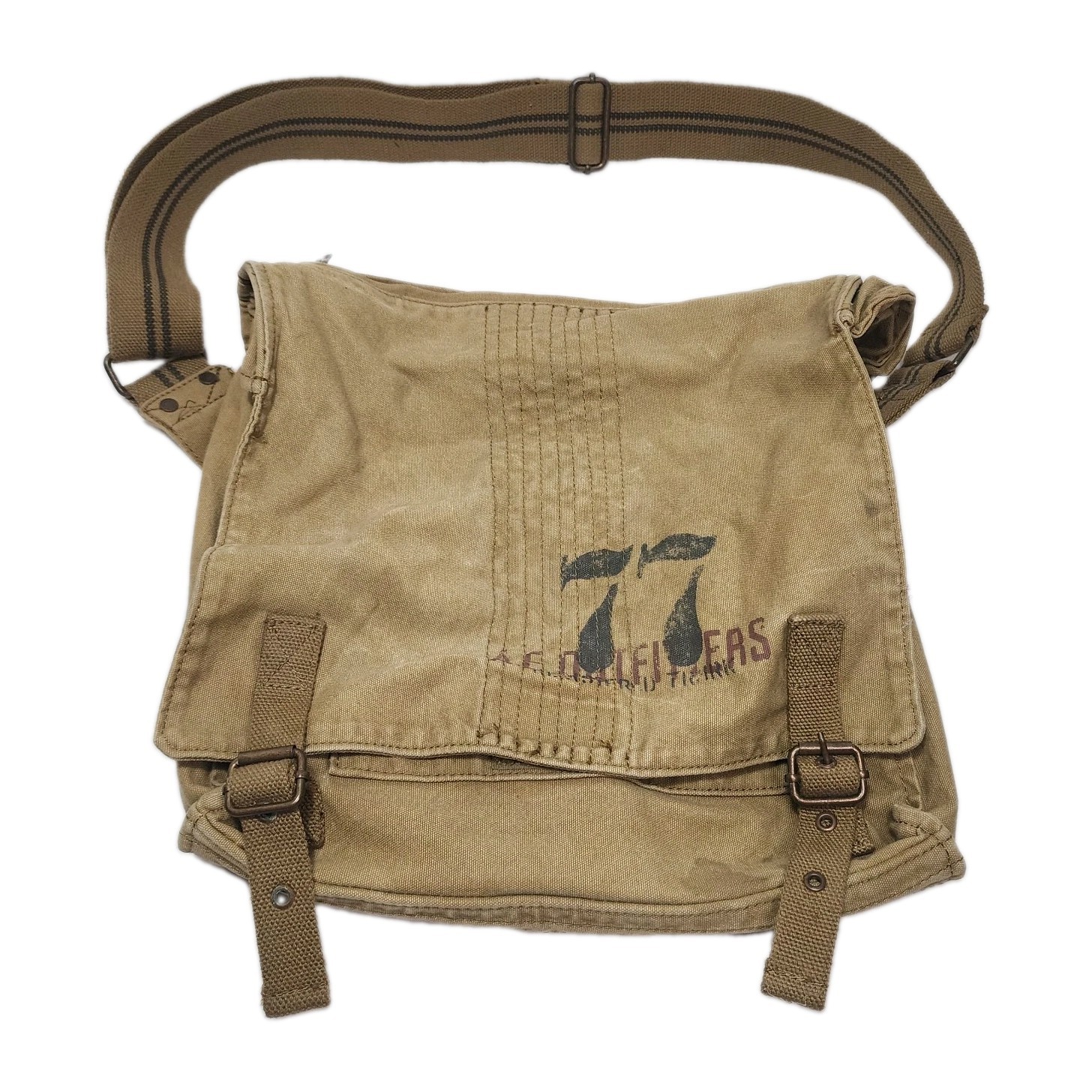 Vtg American Eagle Outfitters AEO Khaki Canvas Crossbody Messenger w/Bag 77 Logo