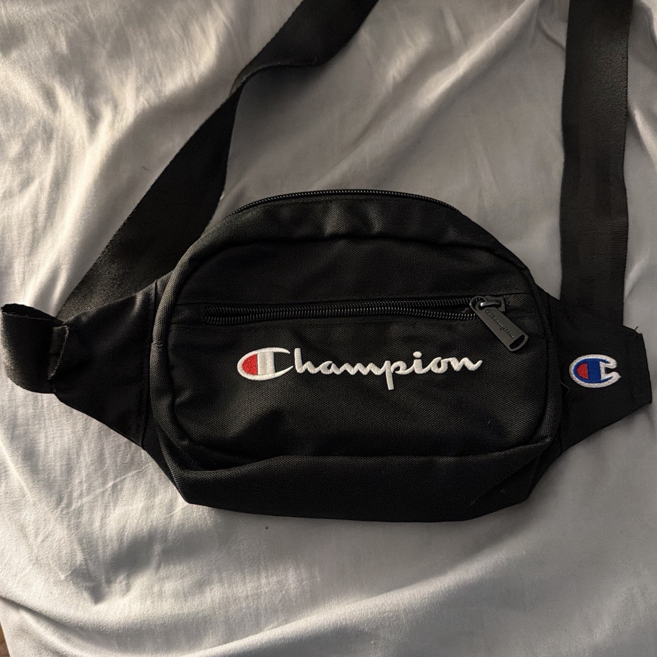 Unisex Black Champion Crossbody Bag Adjustable Strap