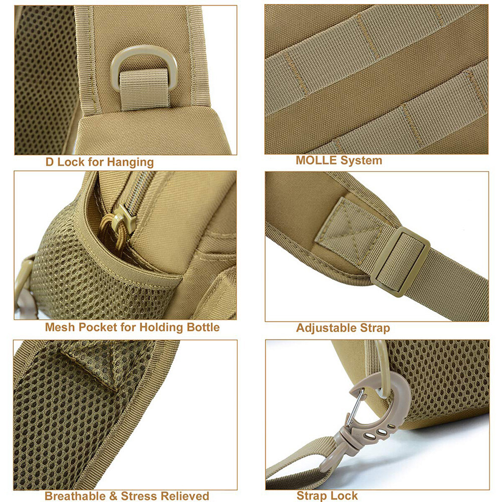 Men’s Sling Bag Backpack Cross Body Backpack Shoulder Bag for Caming Fishing