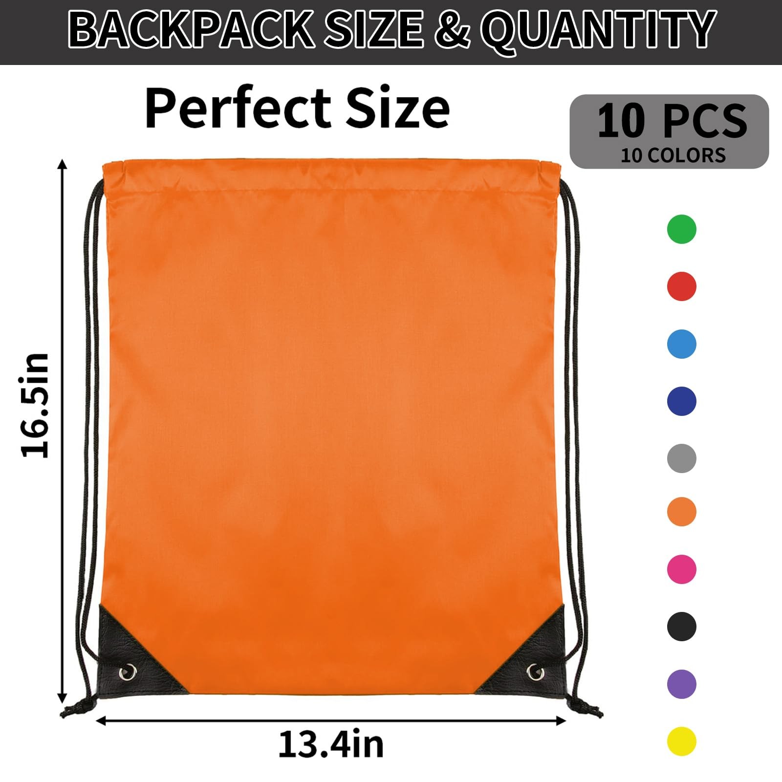 Drawstring Backpack 10 Colors Bags Bulk Sports Gym Travel 10 PACK