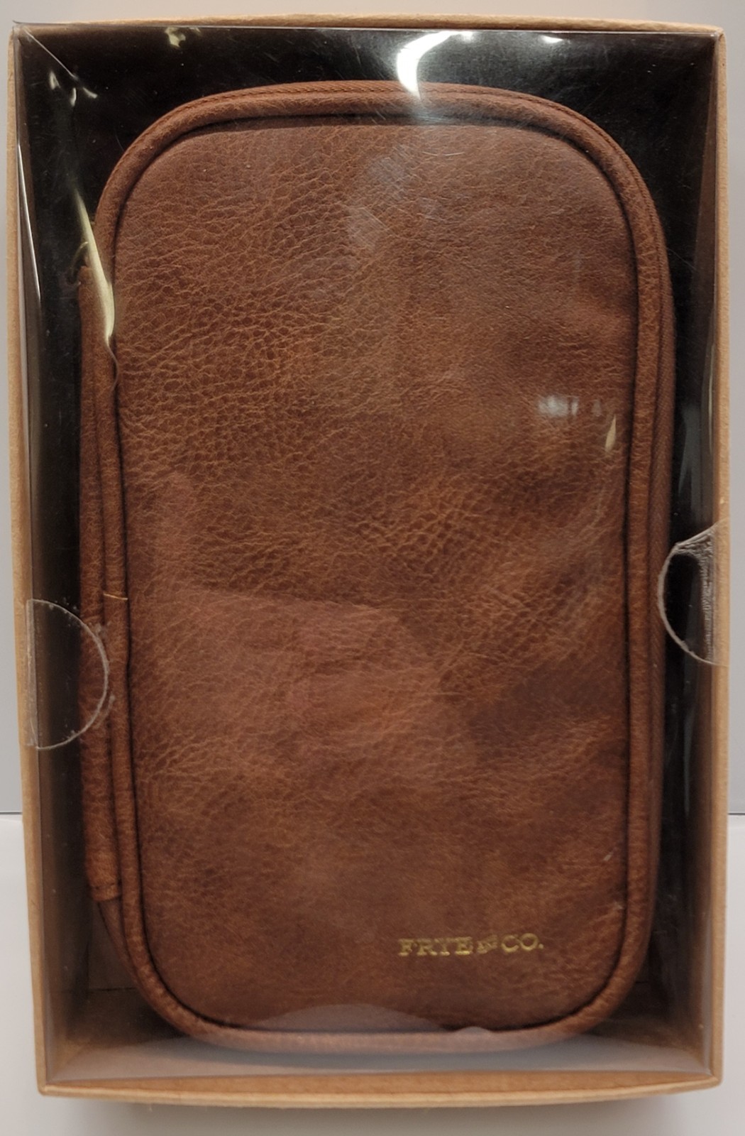 Frye and Co. Vegan Leather Tech Storage Case New In Box 8×4.5″ Brown