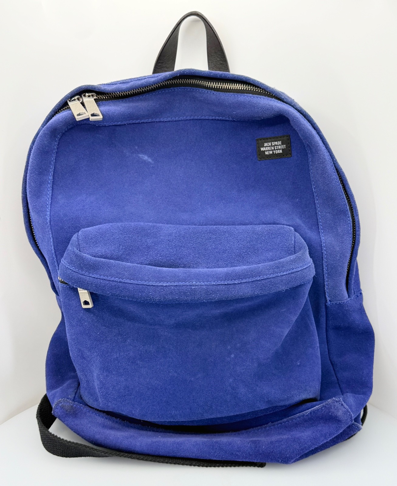 JACK SPADE Blue SUEDE Backpack Leather Trim Minimalist Designer Bag NYC