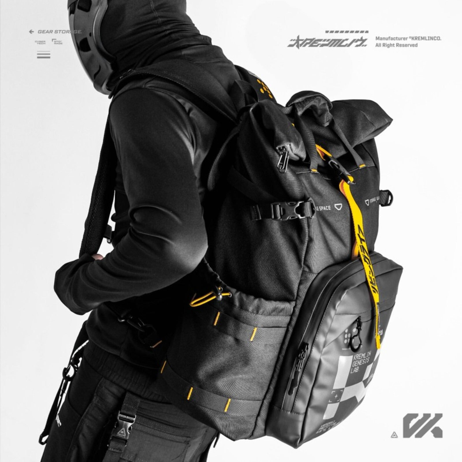 Kremlin Revenant Black Backpack Carrier Futuristic Fullzip Backpack Crossbody