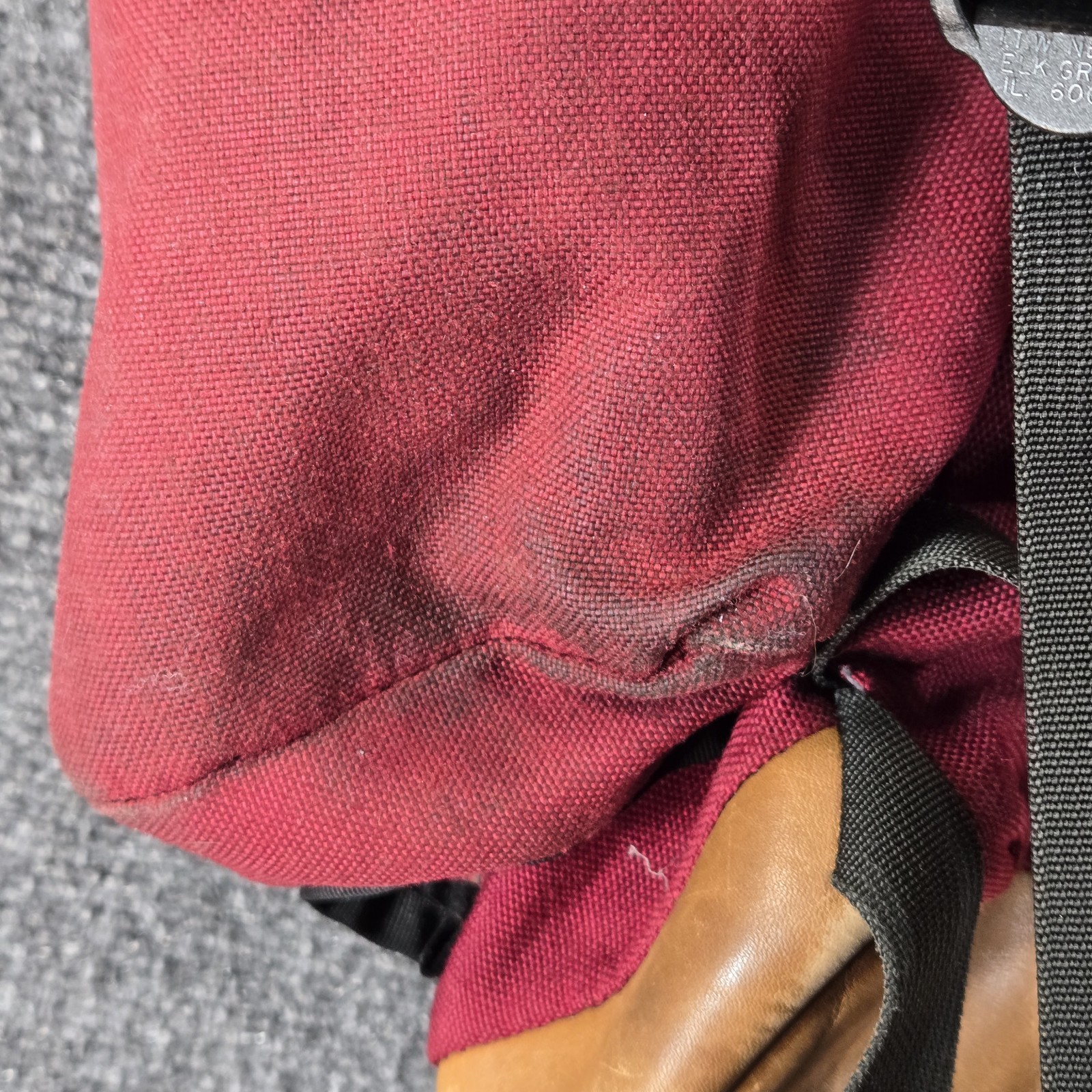 Vtg 90s JanSport Leather Bottom Backpack Hiking Pack Gorpcore Made in USA Maroon