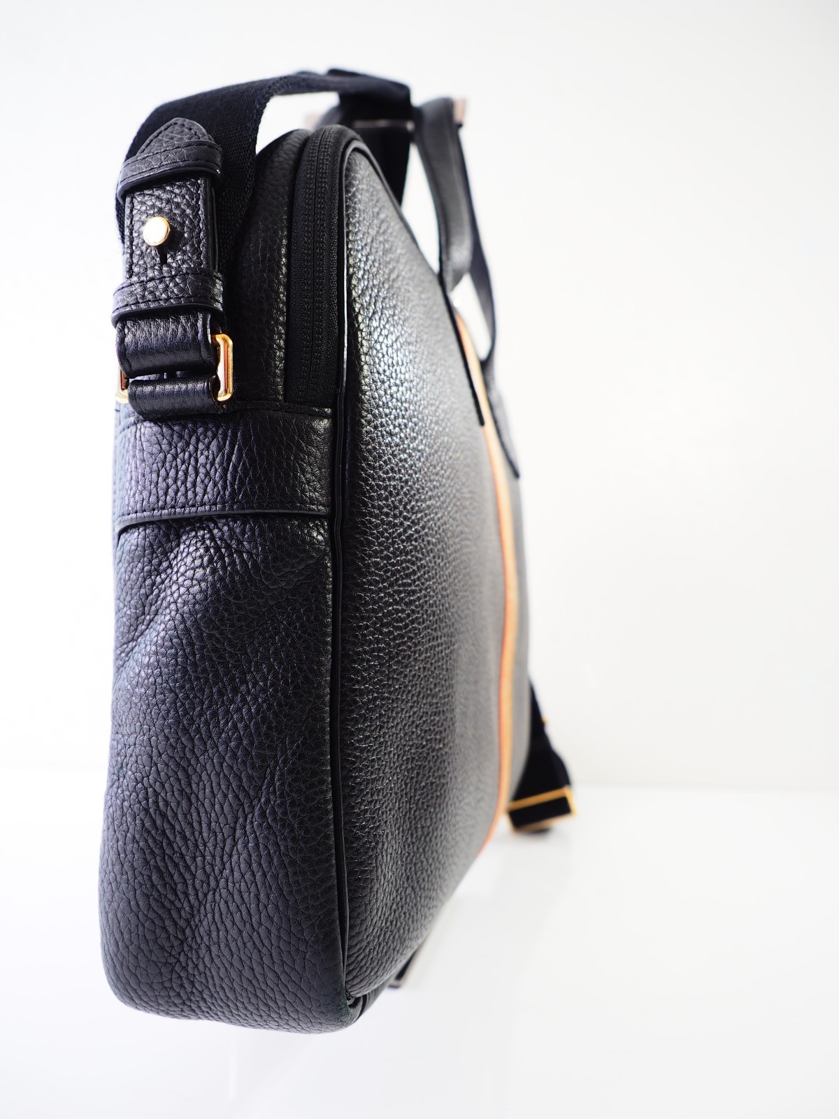 Paul Smith Bag Signature Stripe City Webbing Black Leather Folio Crossbody