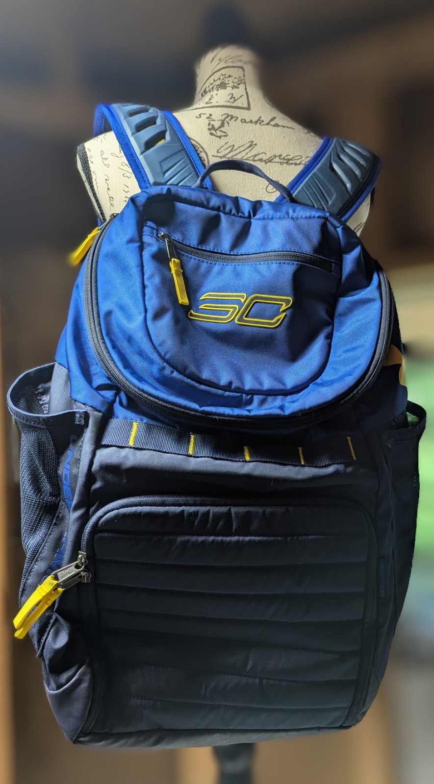 Under Armour Stephen Curry SC30 Backpack Blue Yellow Logo Laptop Compartment