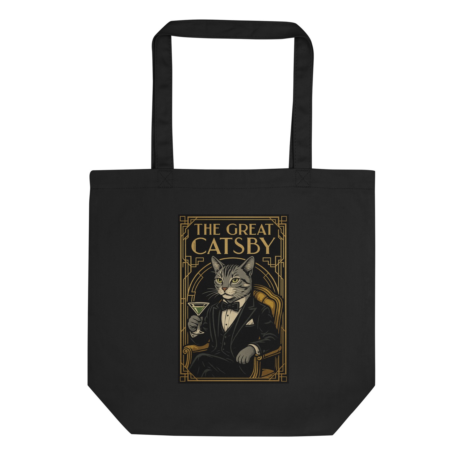 The Great Catsby Tote Bag Cat Lover Literary Pun Bookish Organic Cotton Bag