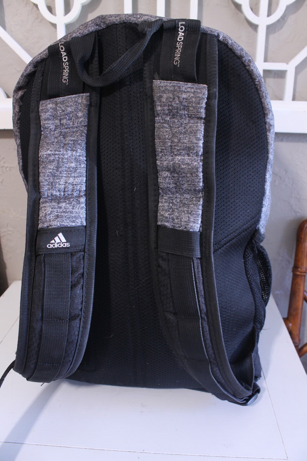 Adidas Backpack Heathered Gray LoadSpring School Gym Travel Book Bag Casual