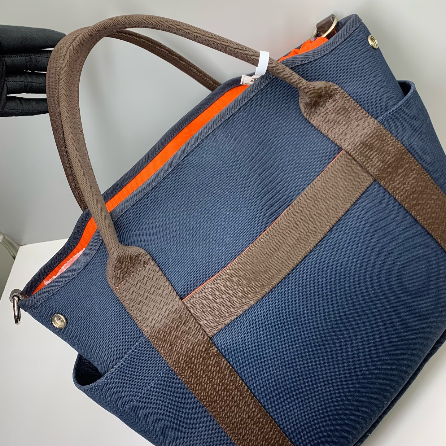Hermes Pre-Owned Authentic Groom Bag Blue Canvas Crossbody Bag 39x32x16cm