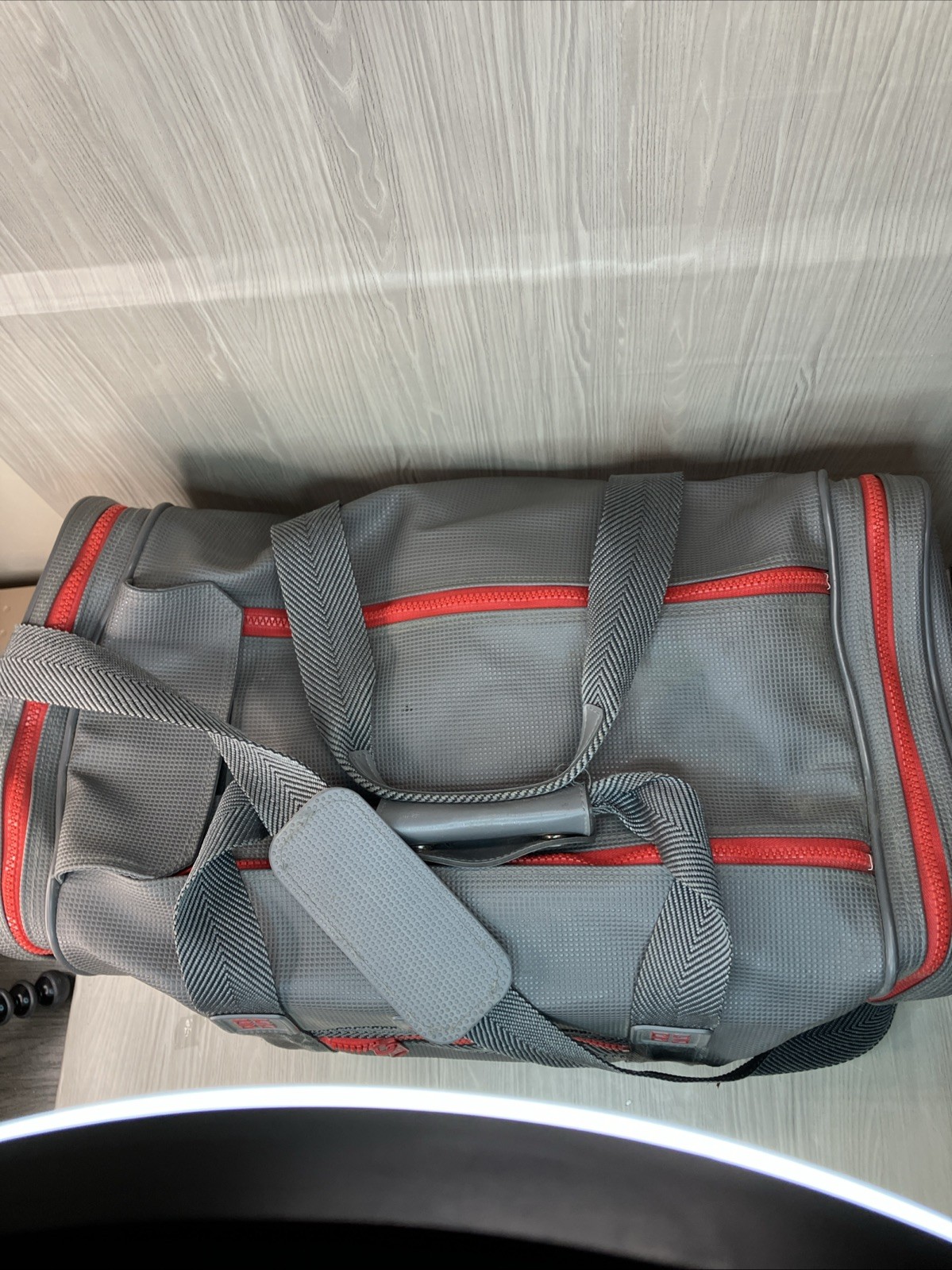 Vintage 90s Givenchy Duffle Bag Carry On Overnight Travel Gray Red NICE ! VGC