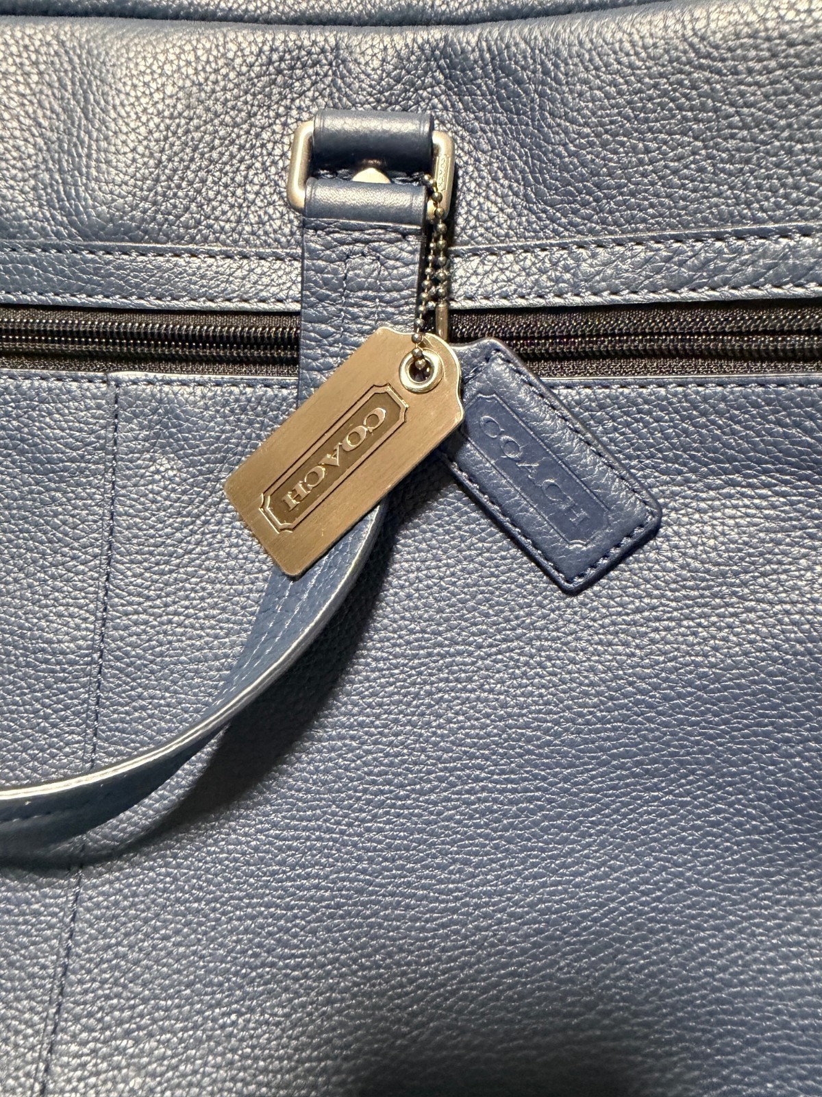 COACH Briefcase Business Bag Navy Blue Leather F70366 Transatlantic Commuter