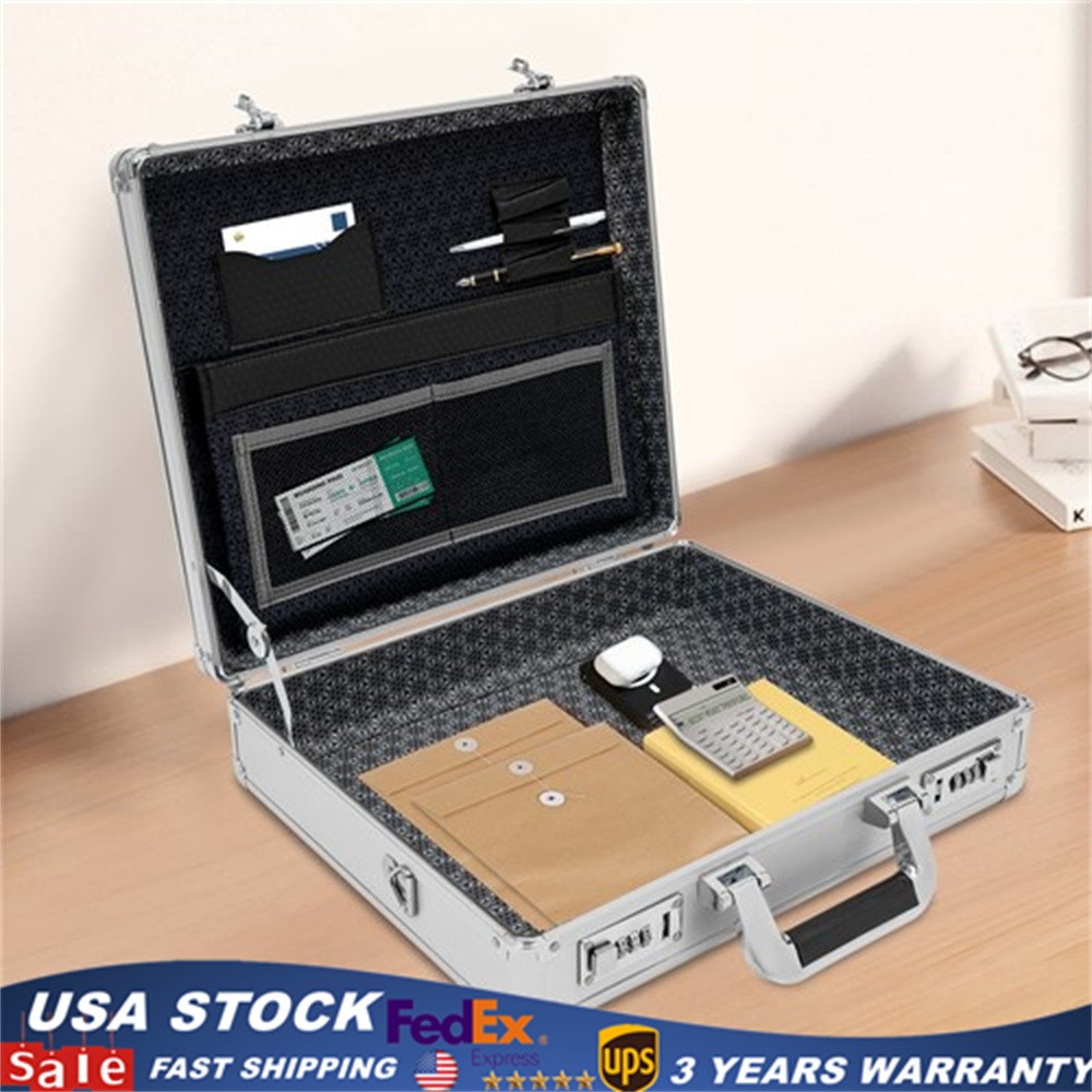 Aluminum Briefcase Attache Case For Men Office Document Antitheft with Lock