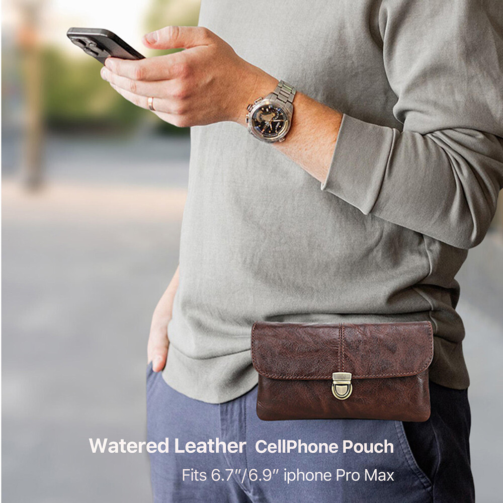 Genuine Leather Cell Phone Holster Waist Belt Bag Pack Loop Wallet Pouch Case