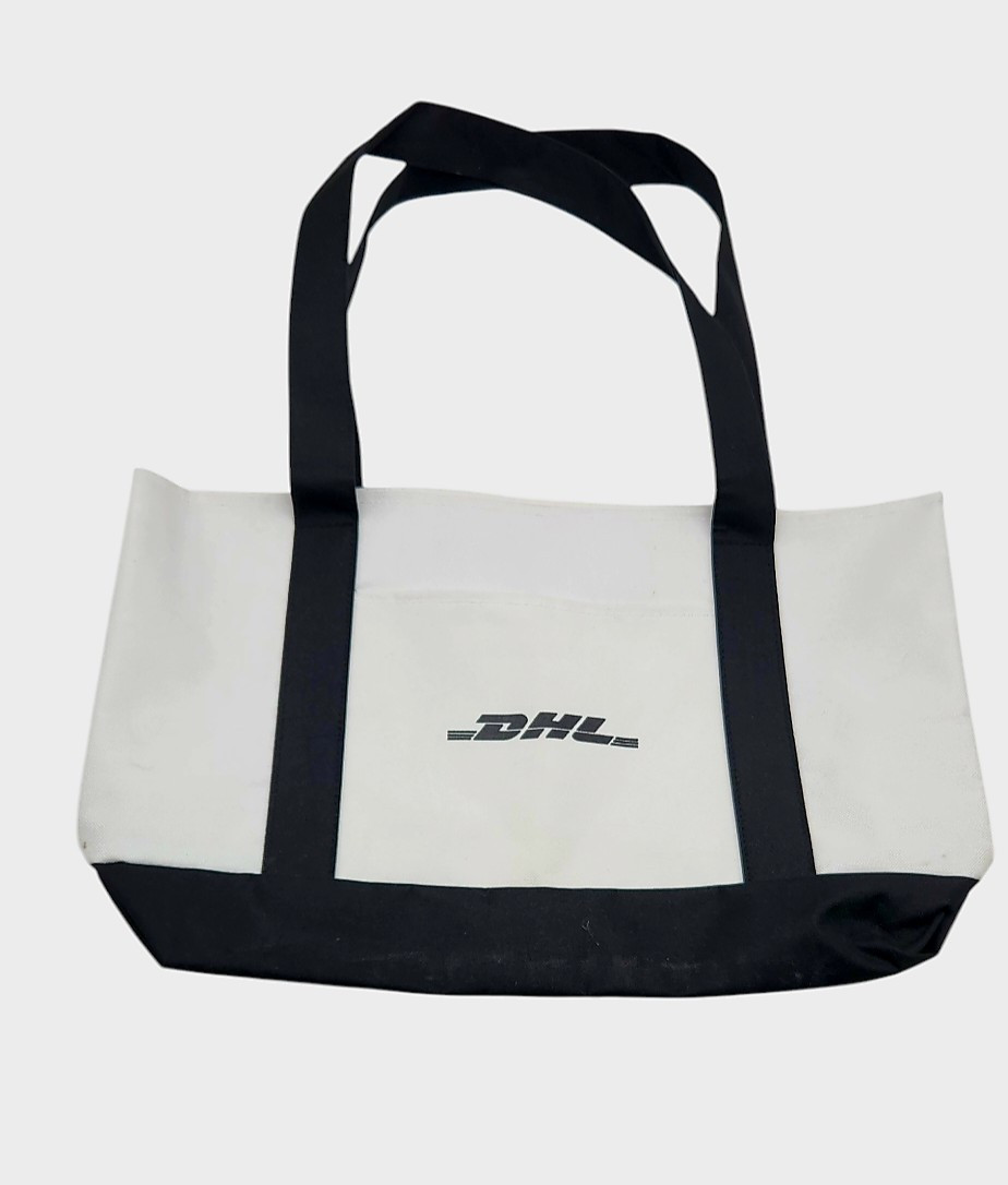 DHL Canvas Bag Tote w/ Straps Logo Contemporary White Black