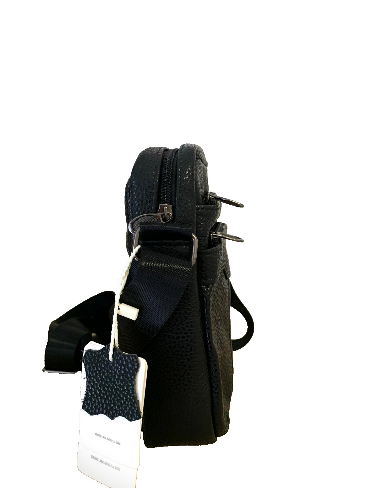Mens REAL LEATHER Black Multipocket Stylish Casual Shoulder Purse New 22X17X8