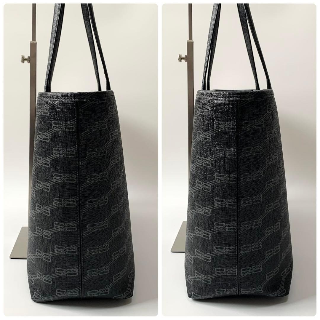 BALENCIAGA Signature BB Monogram Shopper Tote Bag PVC Black 702698 Used