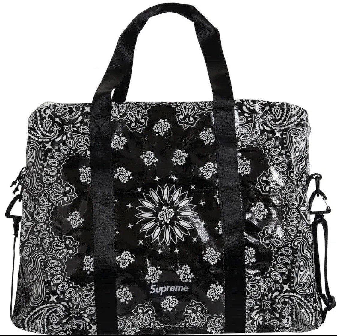 Supreme Black Box Logo Duffle Bag Large Bandana Tarp Nylon 2021 Rare Brand New