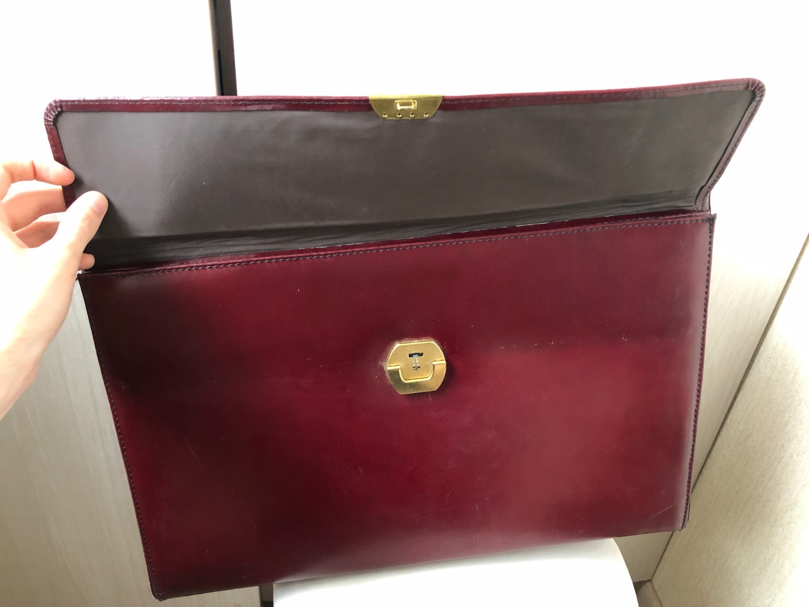 Vintage Franzen Genuine Leather Briefcase – Dark Burgundy – Made in Germany