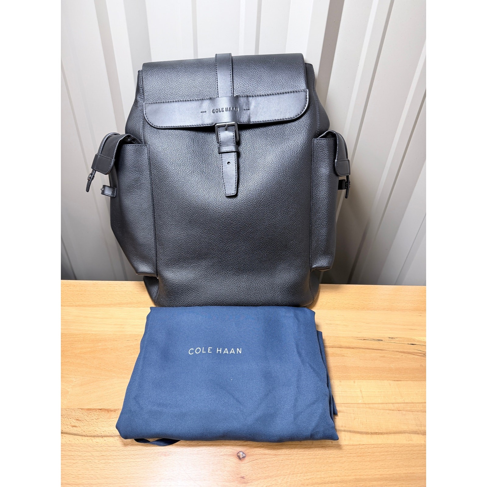 Cole Haan Triboro Rucksack Black Leather With Dust Bag New!