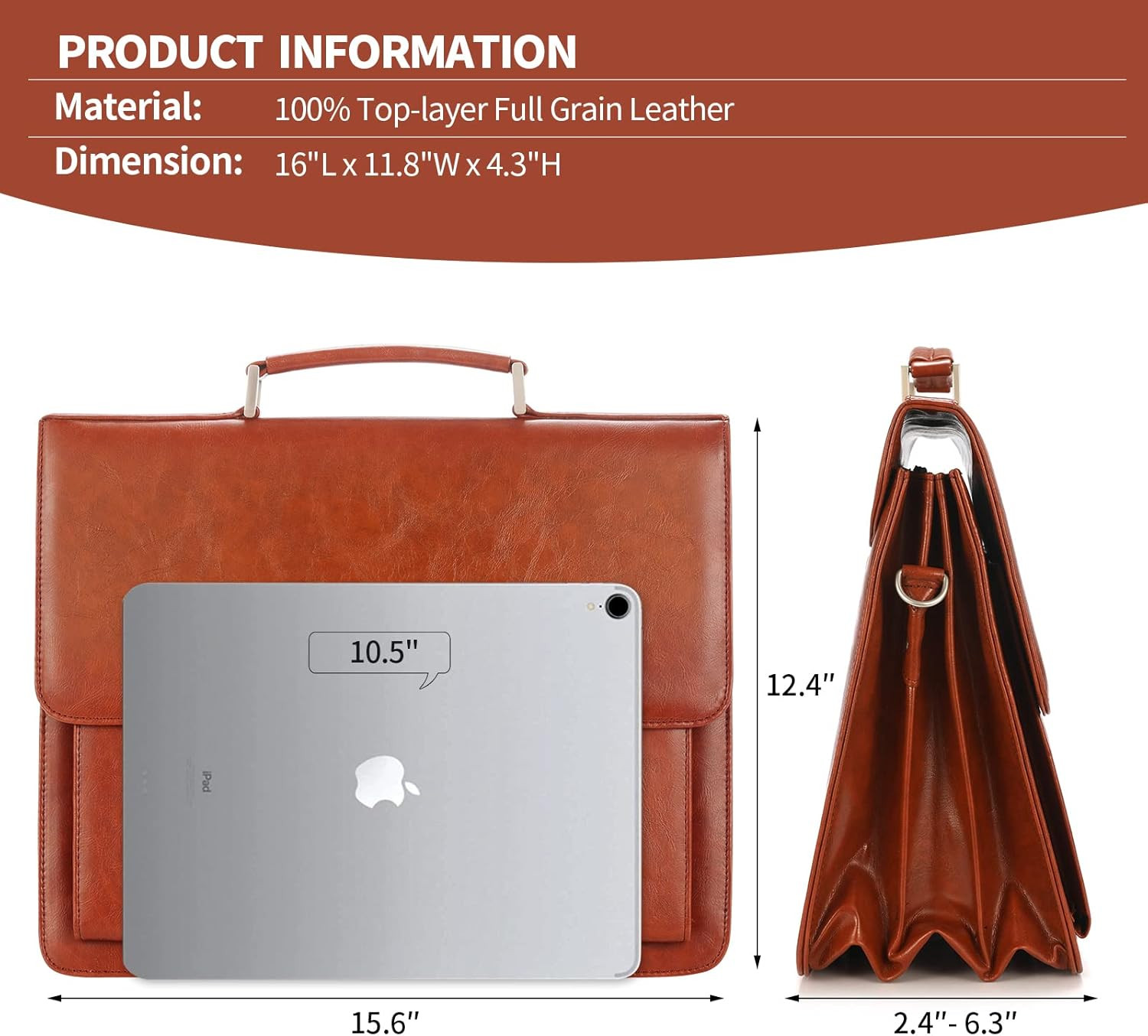 Mens New PU Leather Attache Briefcase Traditional Messenger Lawyer Bag, MBYX015