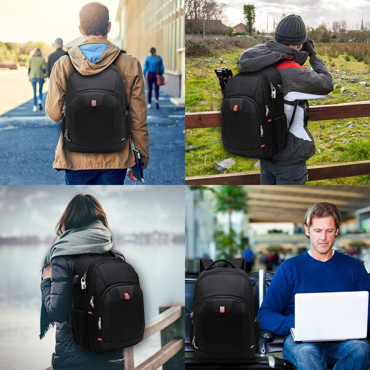 17″ Laptop Backpack Anti Theft USB Charging Travel Business School Bag