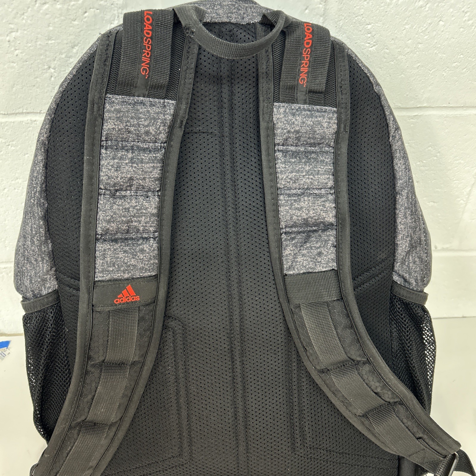 Adidas Prime 6 School Backpack Grey/Black Orange 5 Zipper 20″ Laptop Sleeve