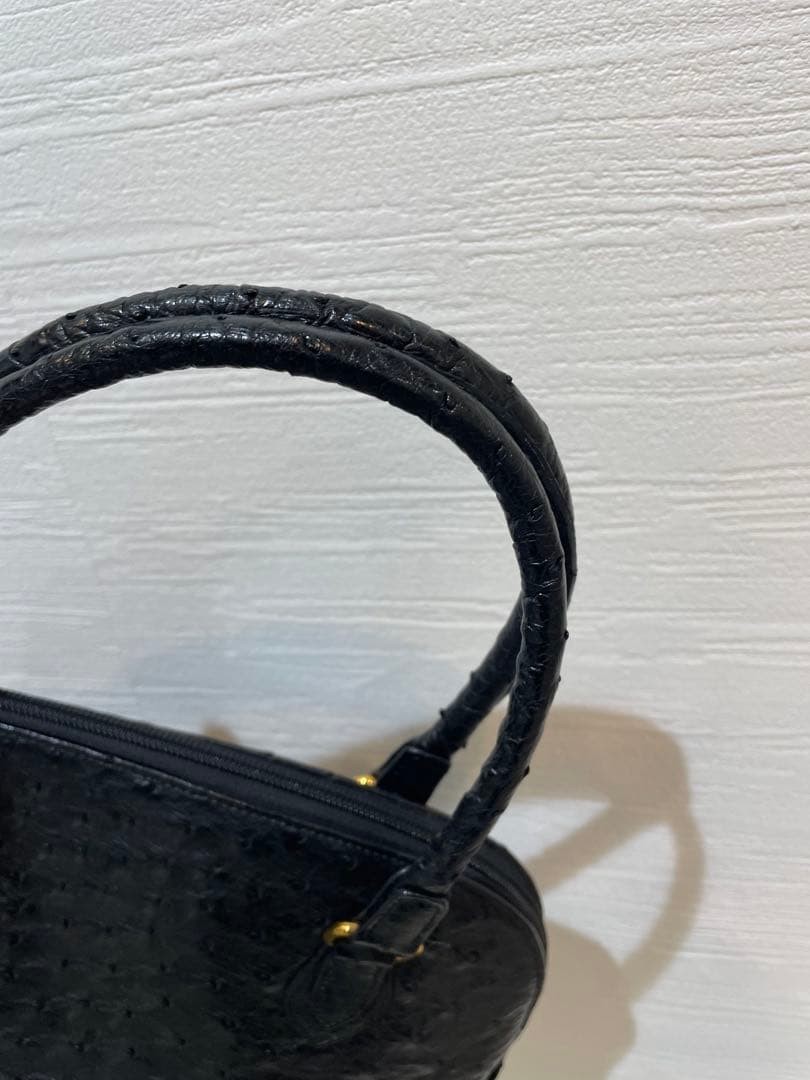 Morabito Ostrich Handbag Large Leather Tote Black 22x30cm
