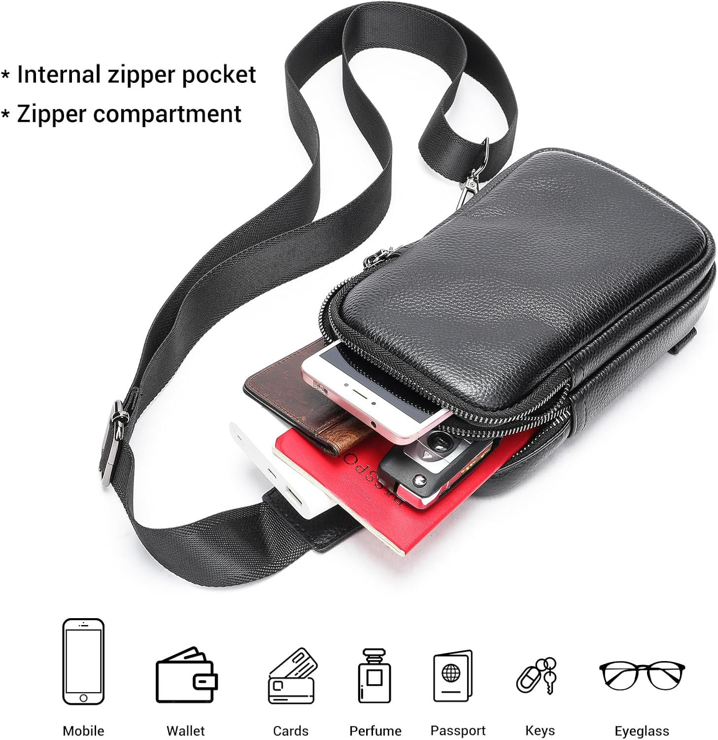 Genuine Leather Sling Bags for Men Crossbody Purse Vintage Small Messenger Shoul