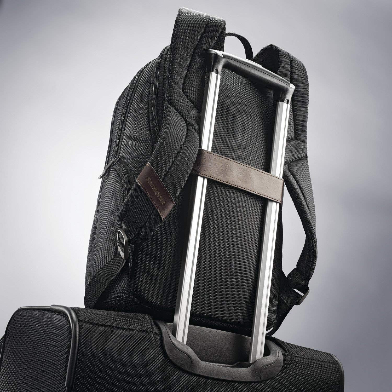 Kombi Business Backpack, Black/Brown, 16.25 X 10.5 X 5-Inch