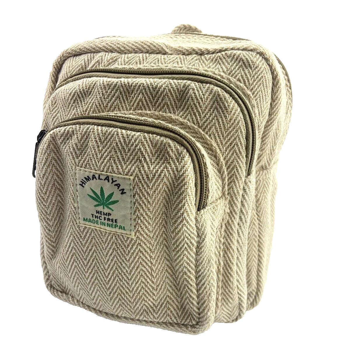 Himalayan Hemp THC Free Plain & Simple Beige Mini Handmade Backpack NWT