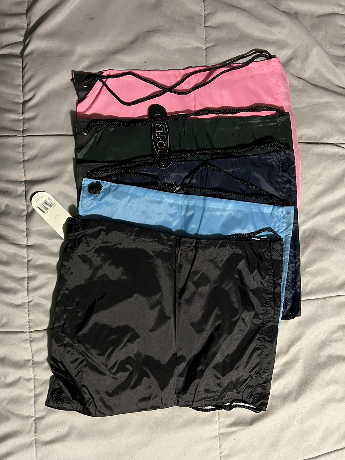 Lot Of (5) String Backpack Drawstring Cinch Sack Gym Bag School By Toppers