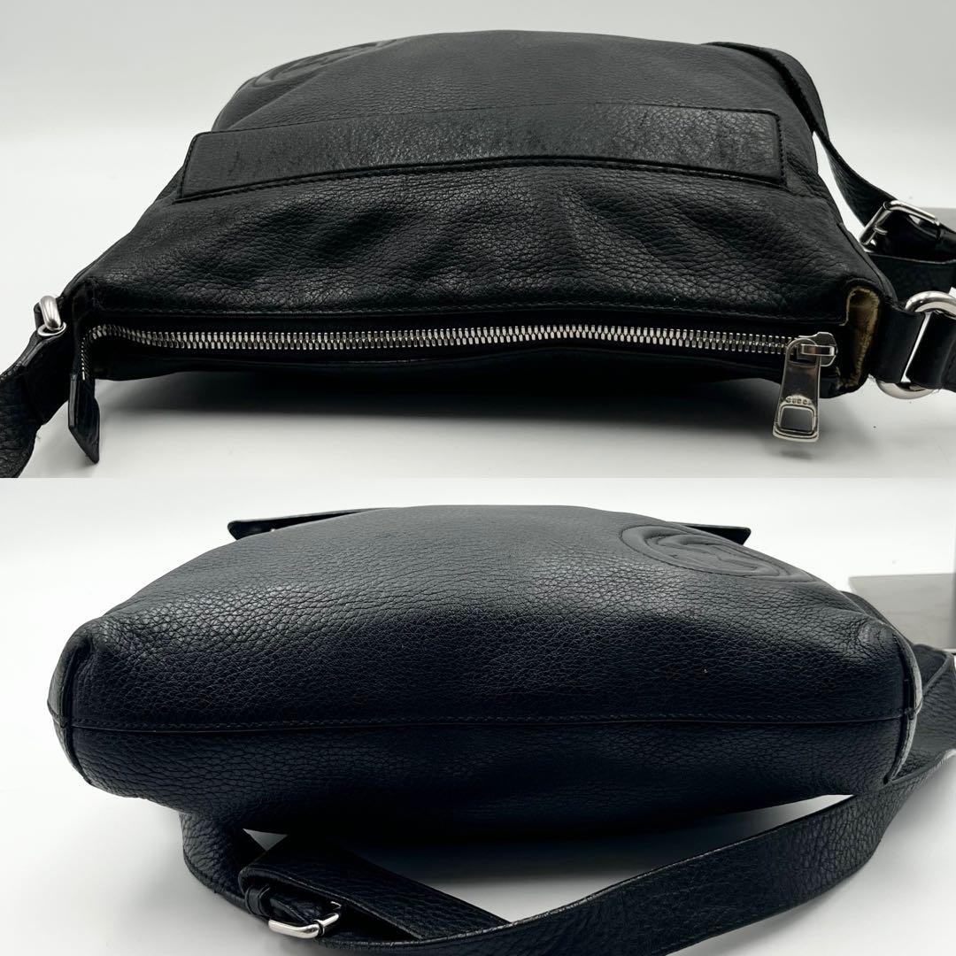 Gucci Soho Interlocking Leather Shoulder Bag Black 27cm x 28cm