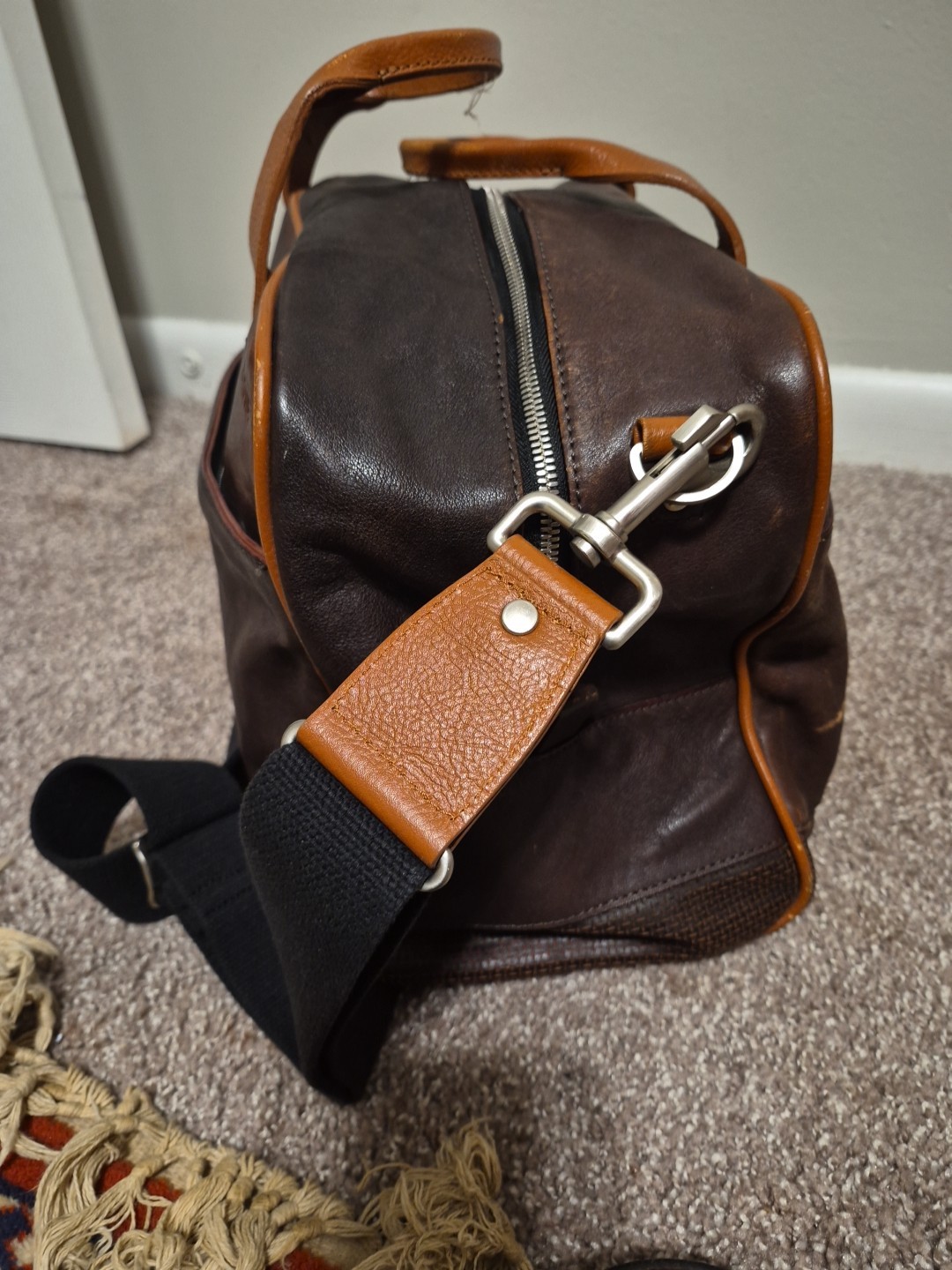 Jack Spade Brown Leather Duffle Bag