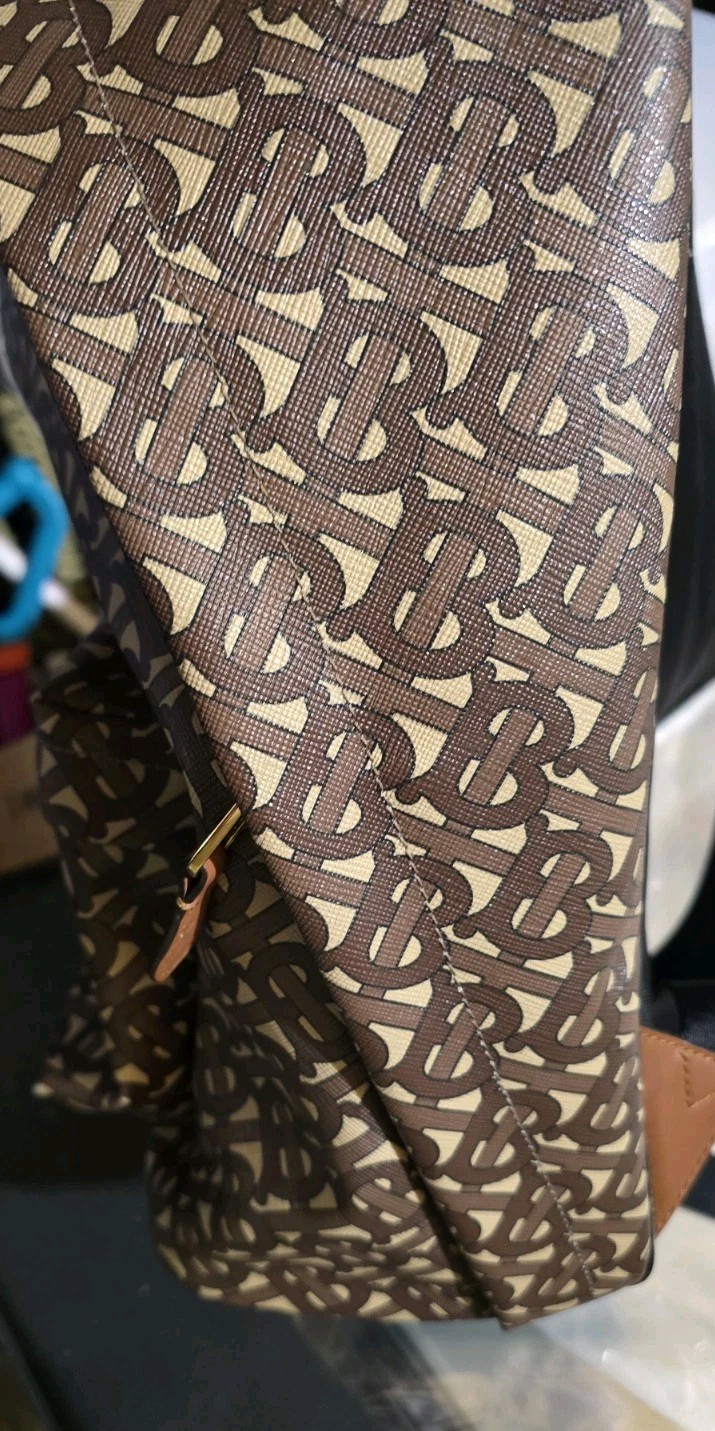 Burberry Medium London Check Monogram Stripe Backpack Bridle Brown