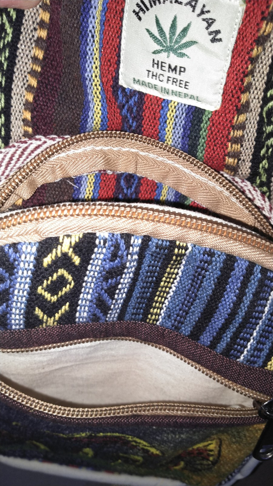 Hemp Backpack Travel Handmade Hippie Hemp School Bag Multicoloured Festival Fun