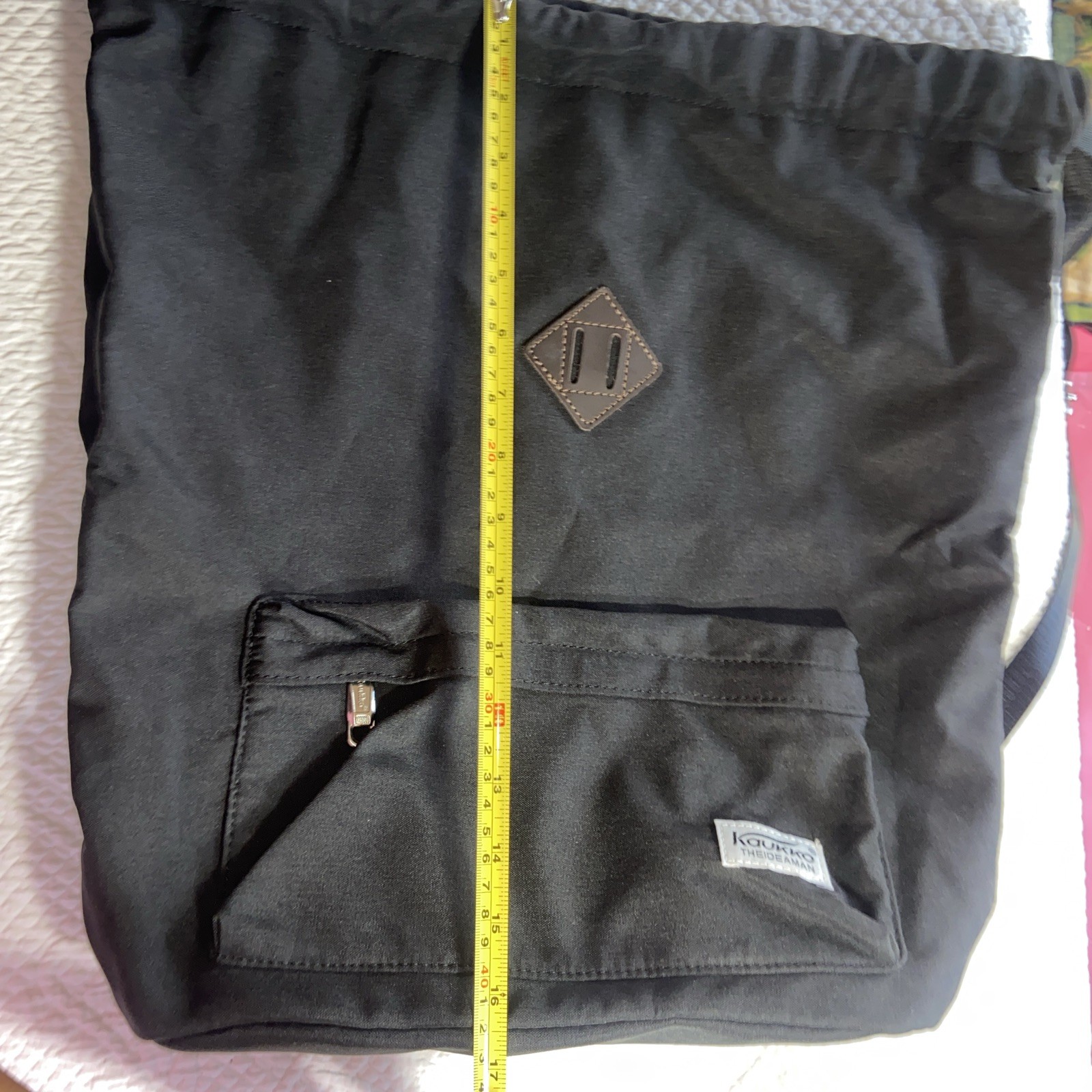 Kaukko Thiedeman Drawstring Shoulder Backpack Cinch Bag Black Gym Yoga Excellent