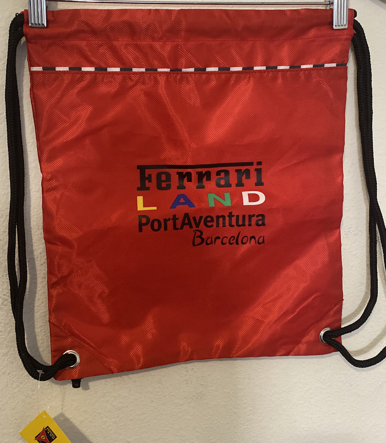 Ferrari Land PortAventura Barcelona Drawstring Back Pack Red NWT Ferrari Spain