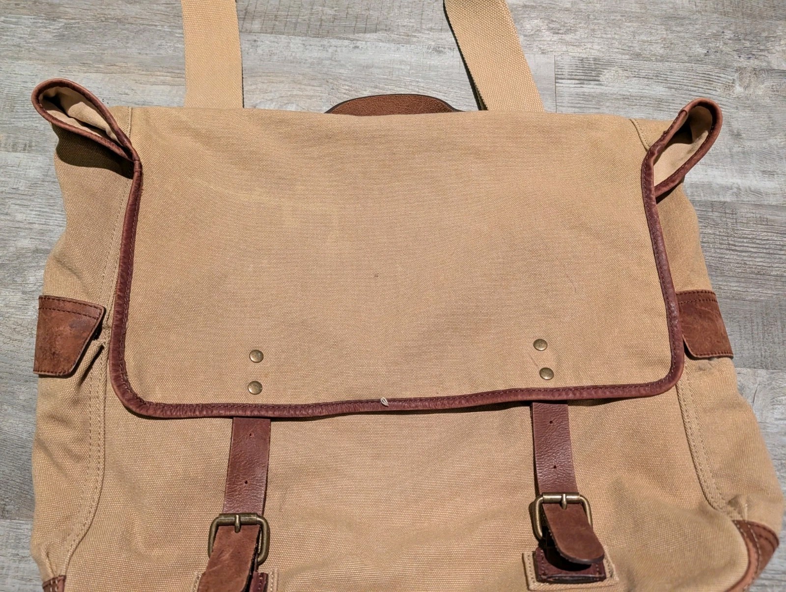 J Crew Dry Goods Abingdon Canvas Messenger Bag Cotton Leather Trim Shoulder Bag